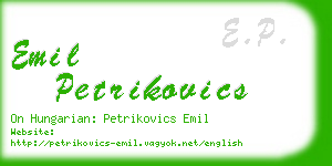 emil petrikovics business card